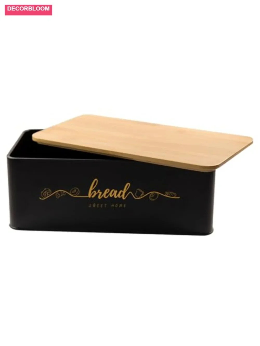Bread Box with Bamboo Cutting Board Lid, Metal Kitchen Counter Storage